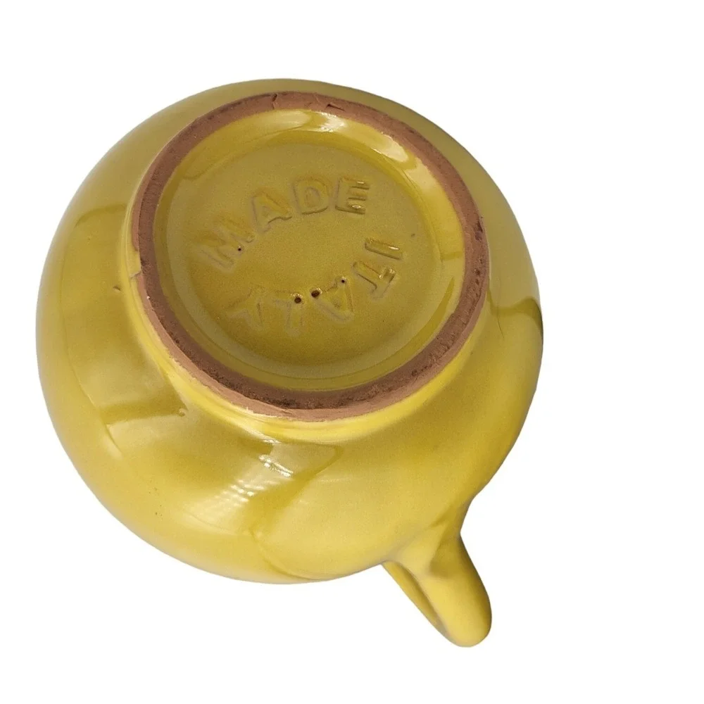 Italian Mustard Yellow Brown Ceramic Pottery Pitcher Jug 7